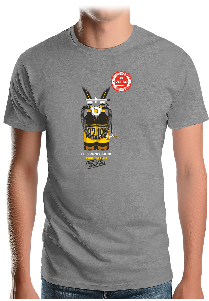 T-Shirt Homme Le grand Jaune bouteille d'oxygène (AU DOS)