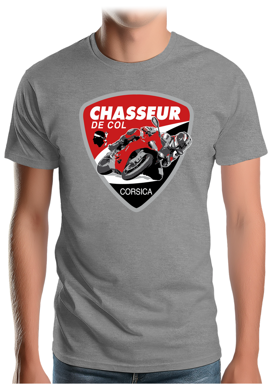 T-Shirt Homme Moto chasseur de col en Corse