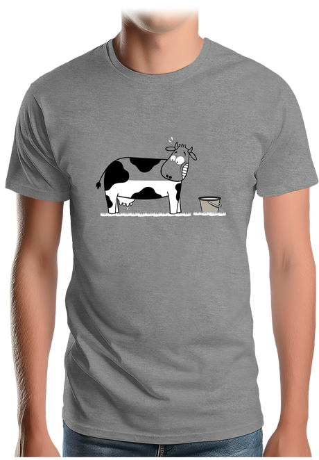 T-Shirt Homme Vache à moitié pleine de lait