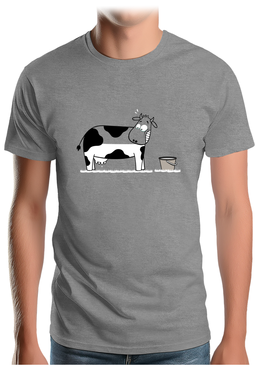 T-Shirt Homme Vache à moitié pleine de lait