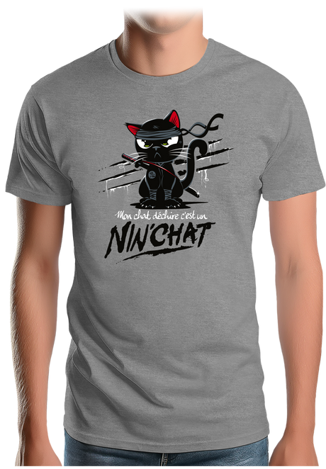 T-Shirt Homme Mon chat déchire tout c'est un Ninja