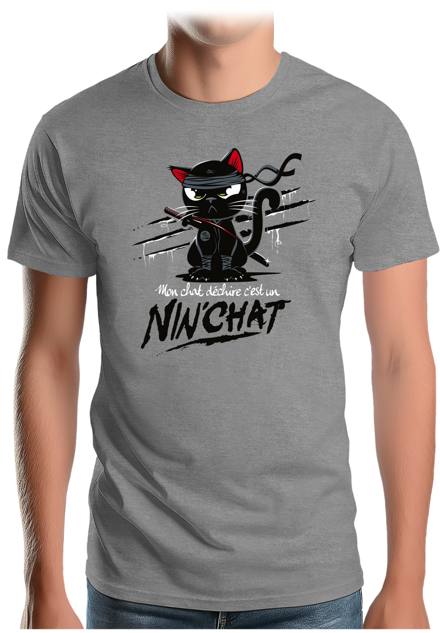 T-Shirt Homme Mon chat déchire tout c'est un Ninja