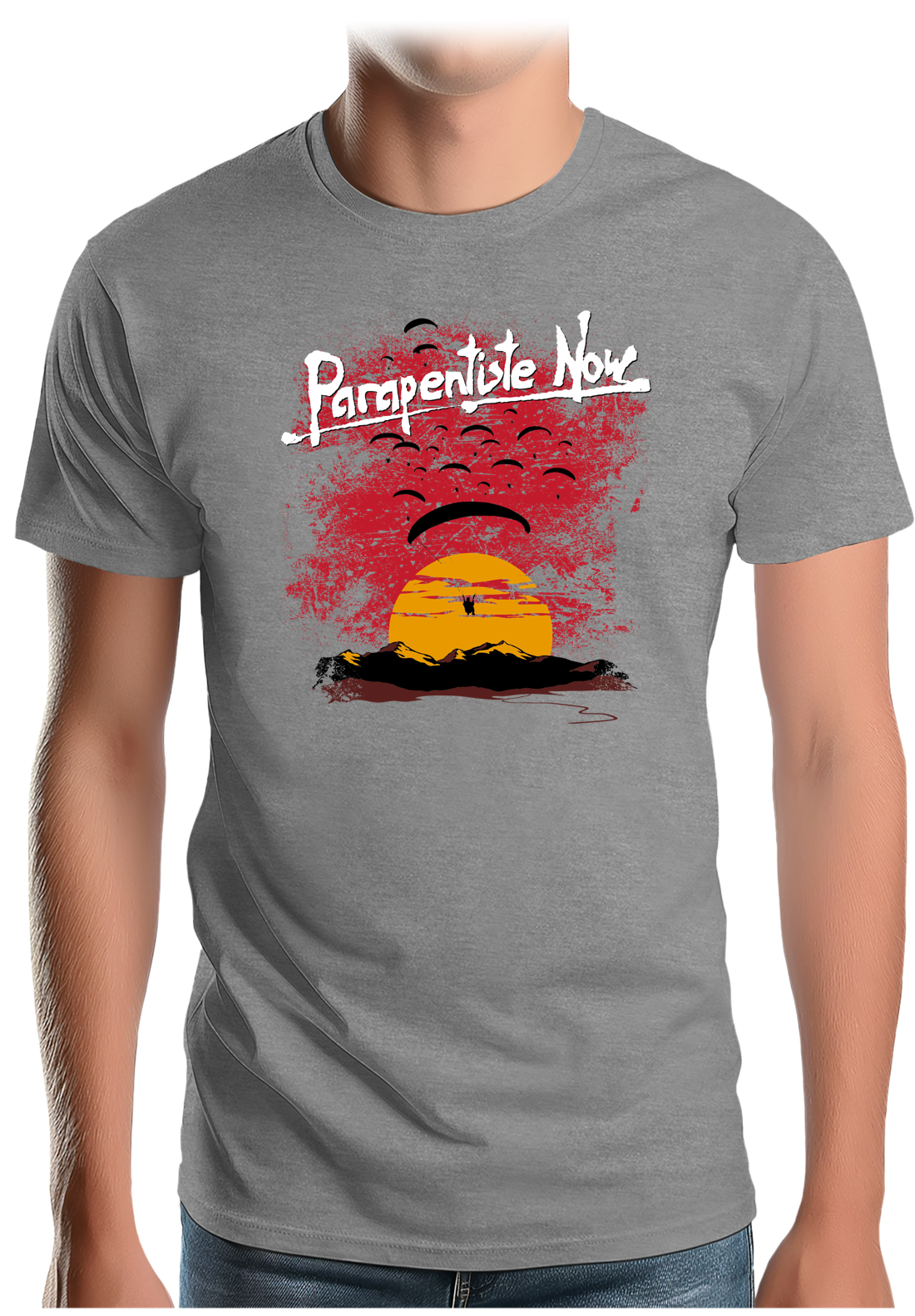 T-Shirt Homme Parapente Coucher De Soleil