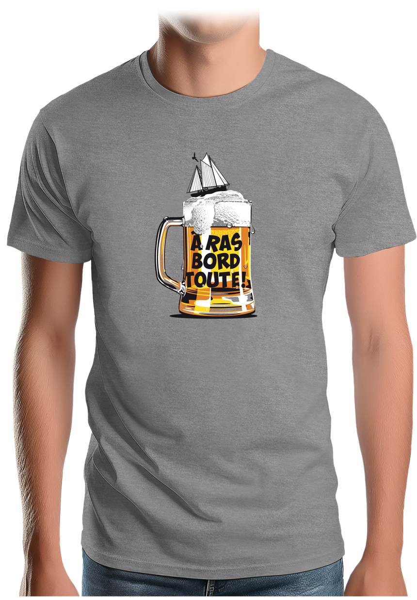 T-Shirt Homme Bière à ras bord toute en voilier