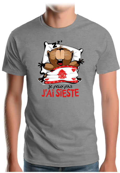 T-Shirt Homme Je peux pas j'ai sieste marmotte