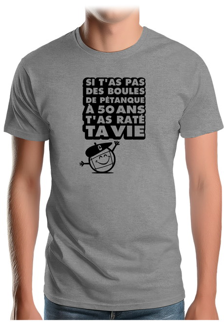 T-Shirt Homme Les boules de pétanque à 50 ans