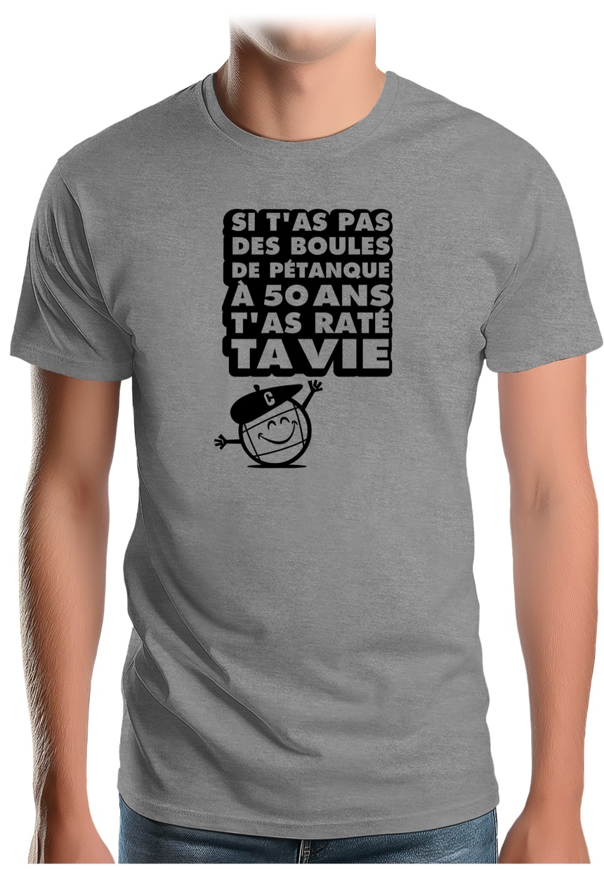 T-Shirt Homme Les boules de pétanque à 50 ans