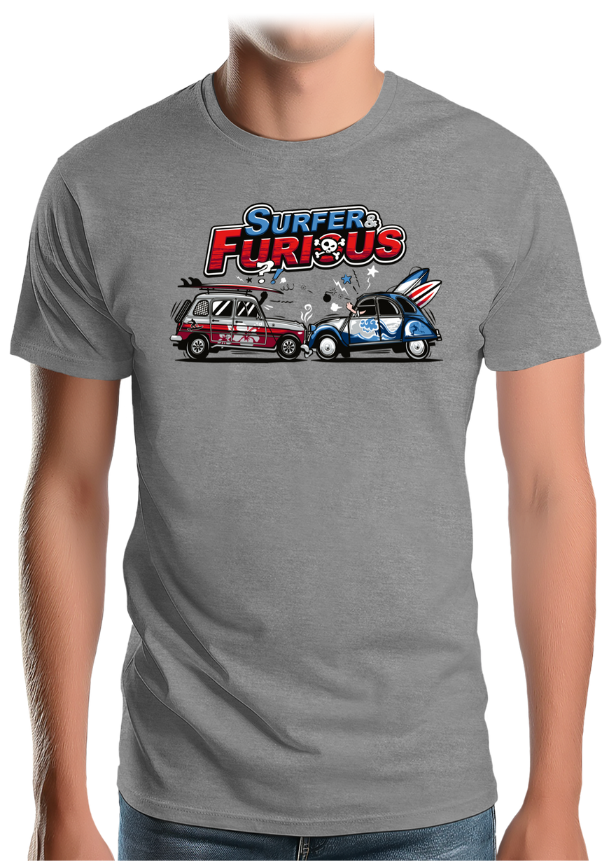 T-Shirt Homme Surfer & Furious Voiture 4L vs 2CV