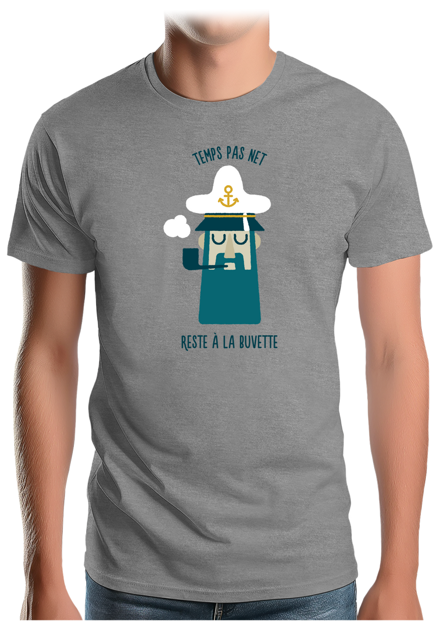 T-Shirt Homme Temps pas net, capitaine reste à la buvette