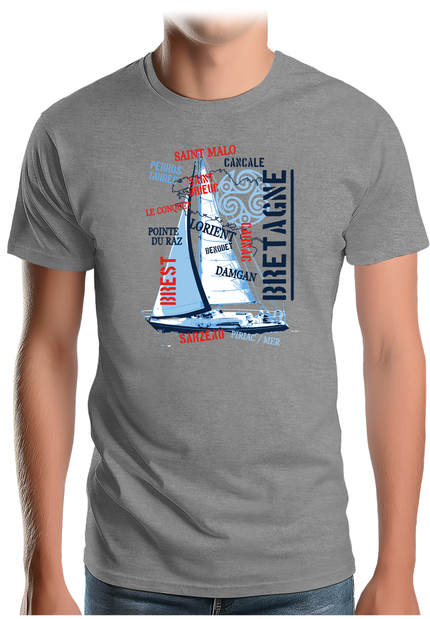 T-Shirt Homme Bateau Voilier Bretagne