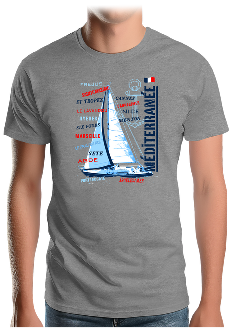 T-Shirt Homme Voilier cote méditerranée