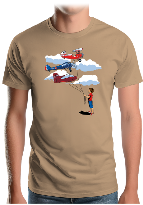 T-Shirt Homme Enfant Avec 3 ballons Avion