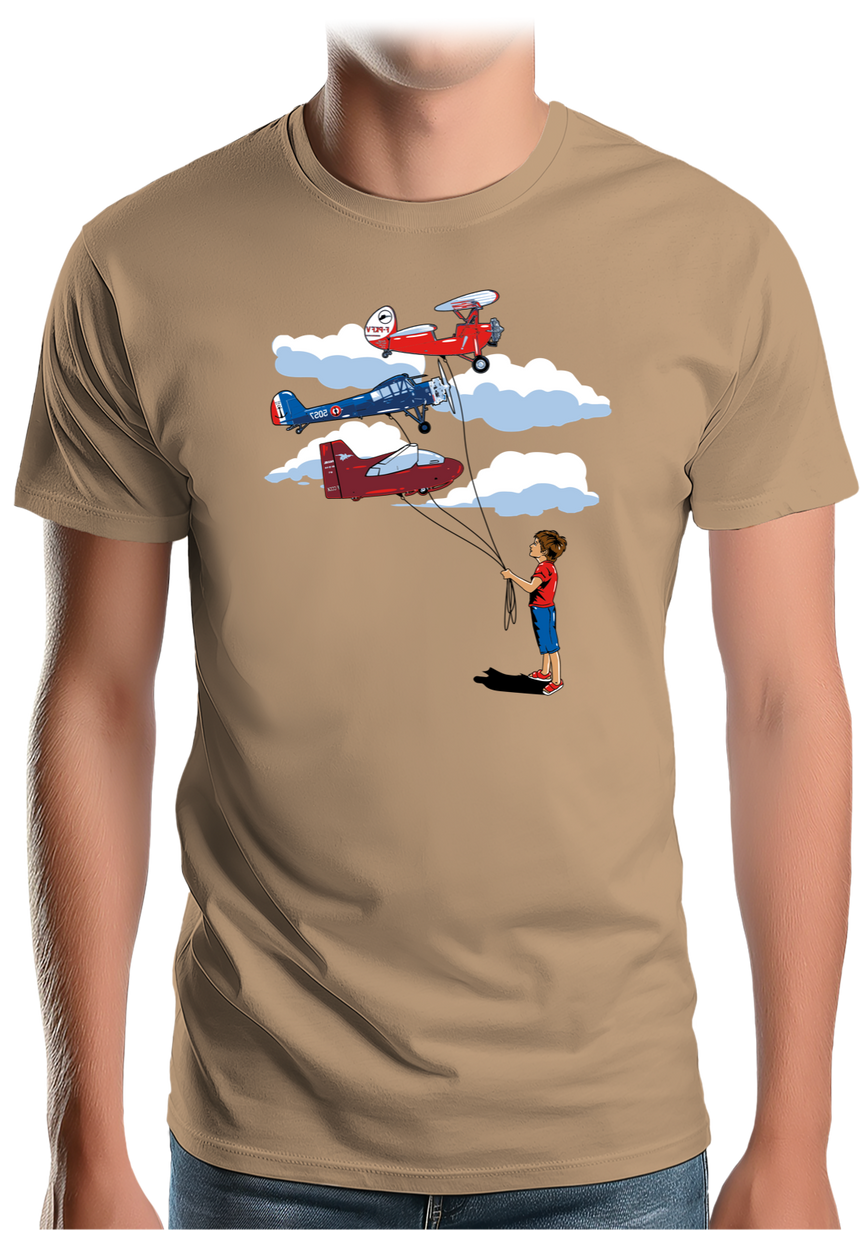 T-Shirt Homme Enfant Avec 3 ballons Avion