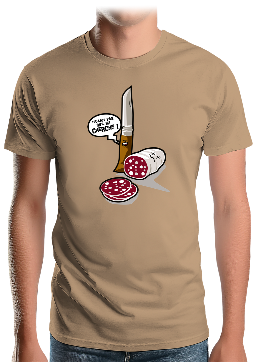 T-Shirt Homme Fallait pas saucisson VS couteau de Savoie