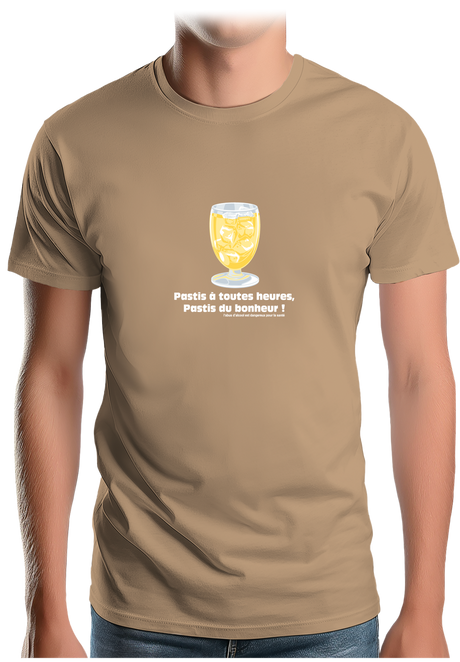 T-Shirt Homme Alcool Pastis à toute heures, pastis du bonheur