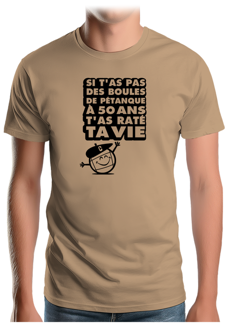 T-Shirt Homme Les boules de pétanque à 50 ans