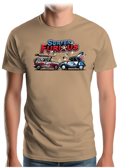 T-Shirt Homme Surfer & Furious Voiture 4L vs 2CV
