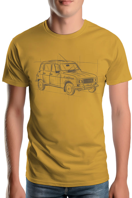 T-Shirt Homme La 4L en crayonné dessin technique