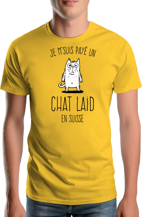 T-Shirt Homme Jeux de mot : Un chat laid en suisse
