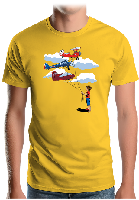 T-Shirt Homme Enfant Avec 3 ballons Avion