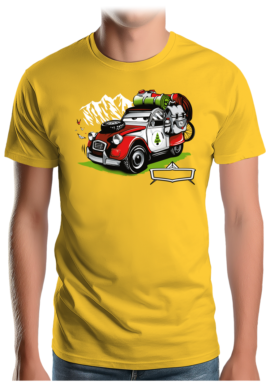 T-Shirt Homme Voiture 2CV à la montagne