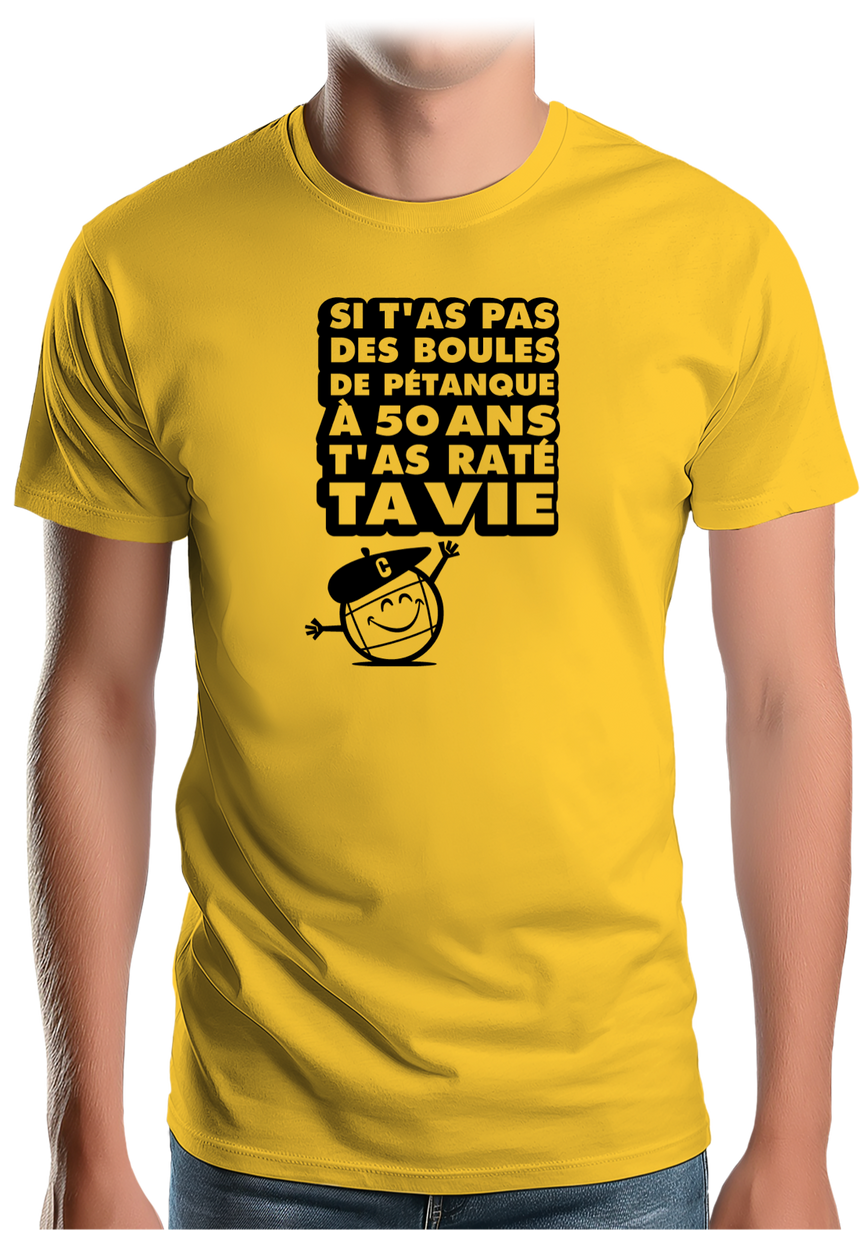 T-Shirt Homme Les boules de pétanque à 50 ans