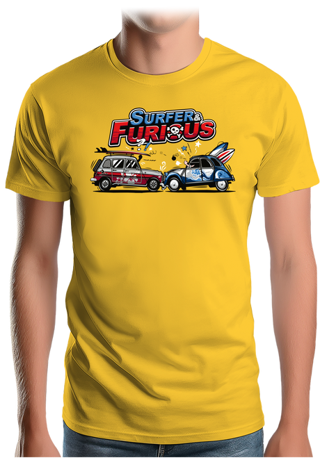 T-Shirt Homme Surfer & Furious Voiture 4L vs 2CV