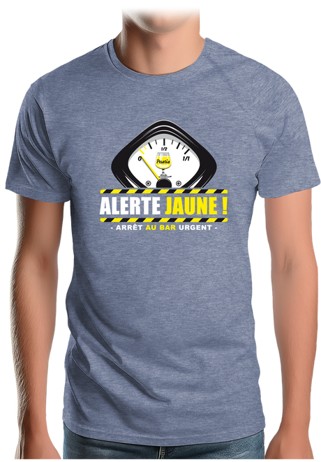 T-Shirt Homme Alcool Alerte jaune
