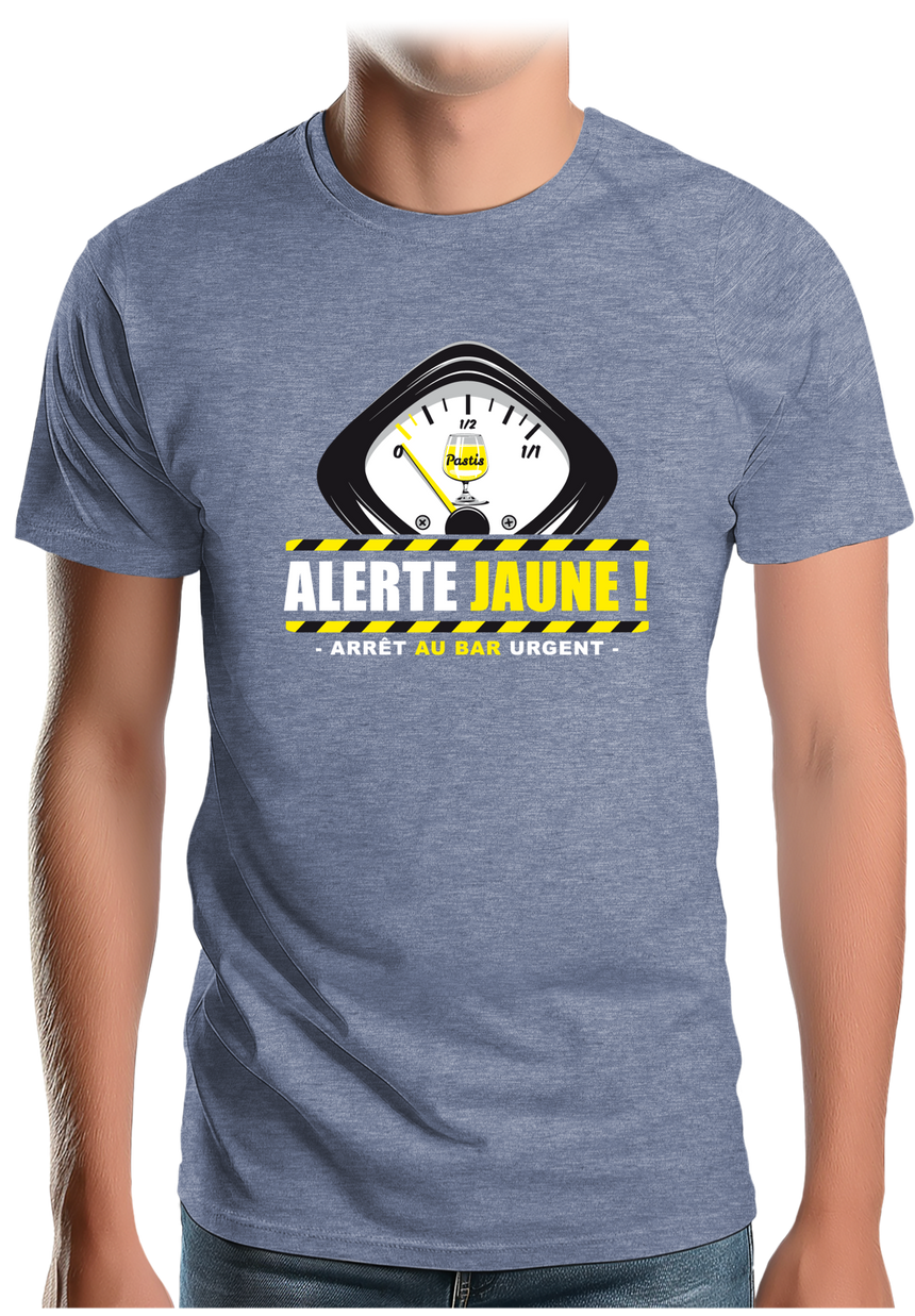 T-Shirt Homme Alcool Alerte jaune