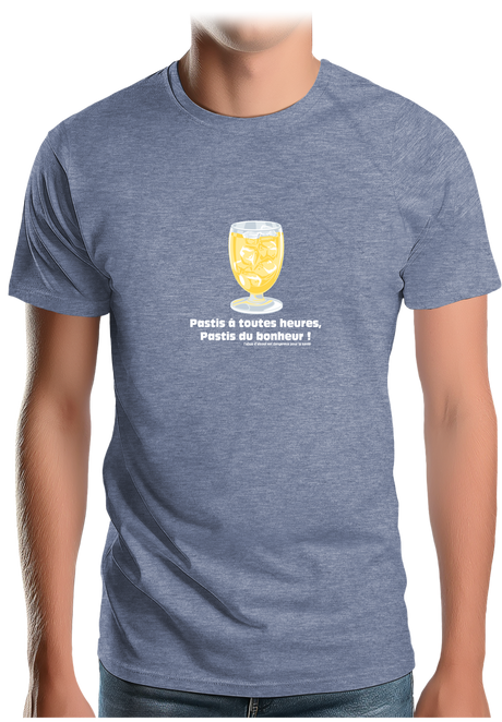 T-Shirt Homme Alcool Pastis à toute heures, pastis du bonheur