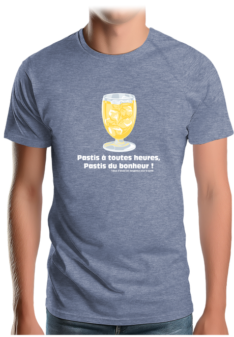 T-Shirt Homme Alcool Pastis à toute heures, pastis du bonheur