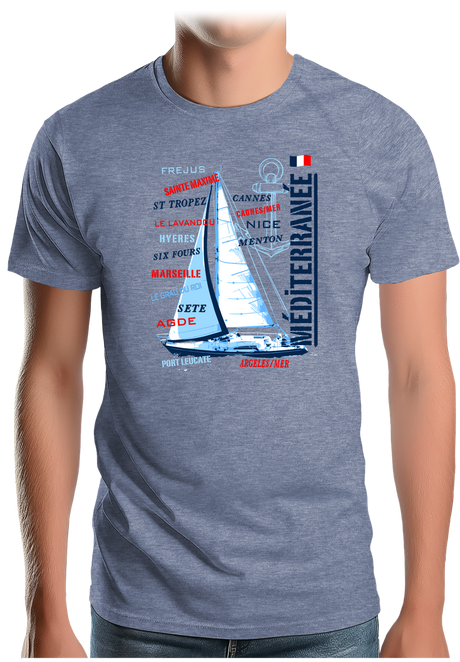T-Shirt Homme Voilier cote méditerranée