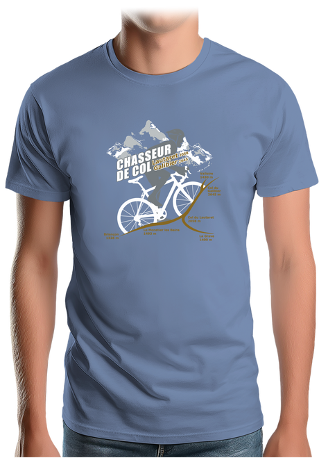 T-Shirt Homme Vélo Chasseur de Col Lautaret Galibier