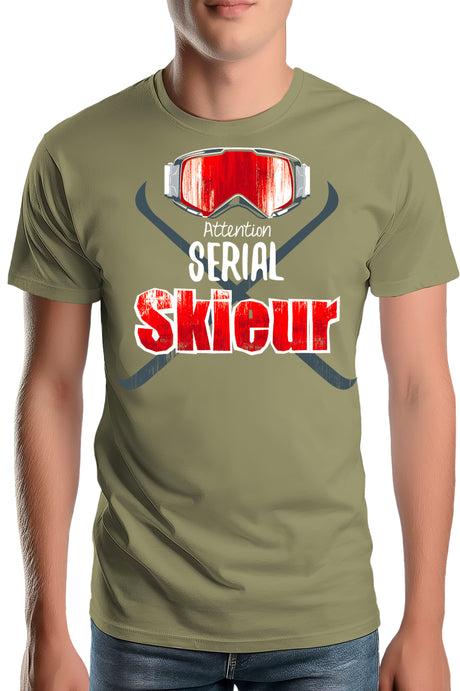 T-Shirt Homme Attention serial skieur
