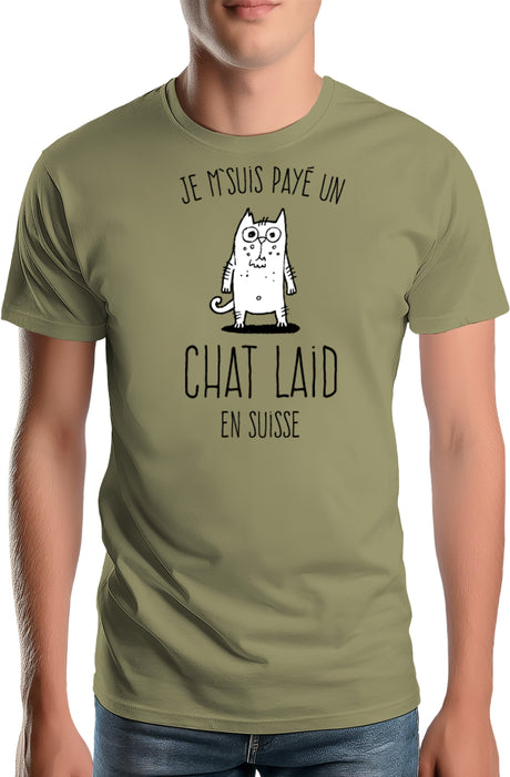 T-Shirt Homme Jeux de mot : Un chat laid en suisse