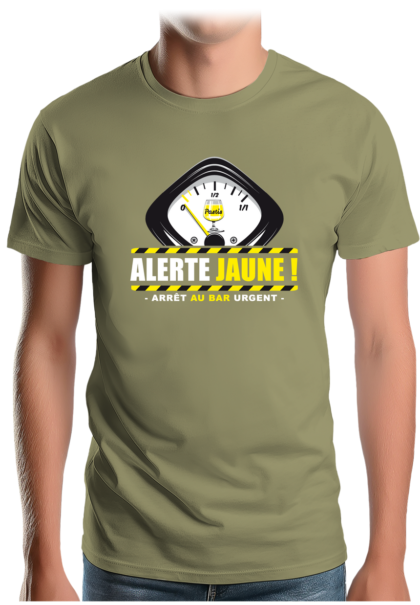 T-Shirt Homme Alcool Alerte jaune