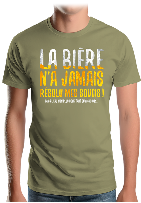 T-Shirt Homme Alcool, la bière n'a jamais résolu mes soucis...