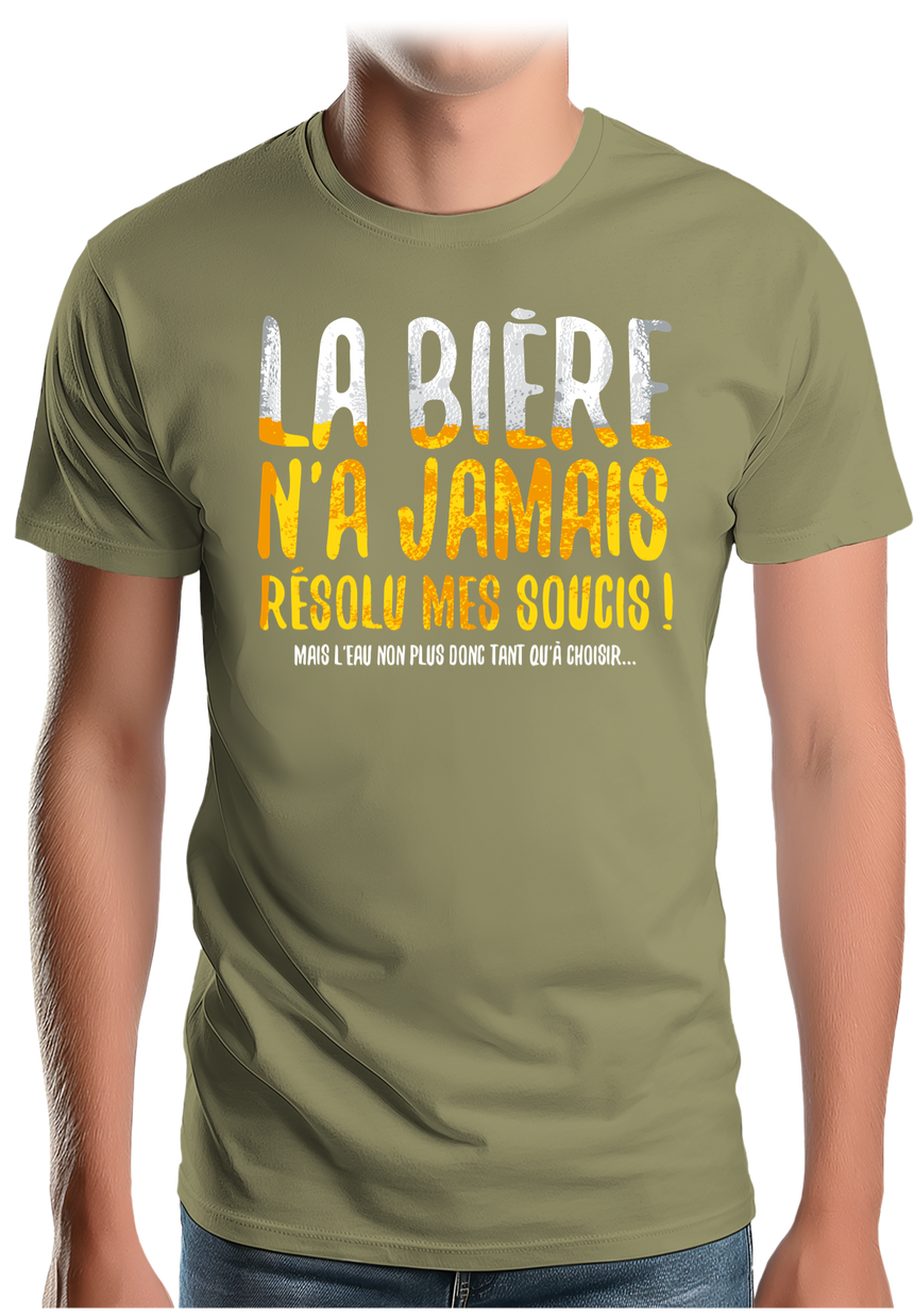 T-Shirt Homme Alcool, la bière n'a jamais résolu mes soucis...