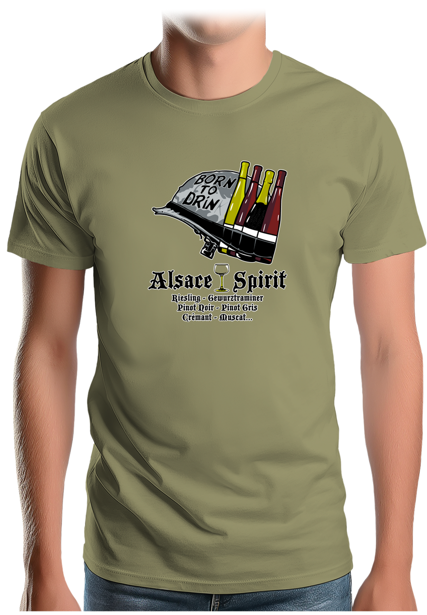 T-Shirt Homme Alcool Born To Drink Alsace Spirit
