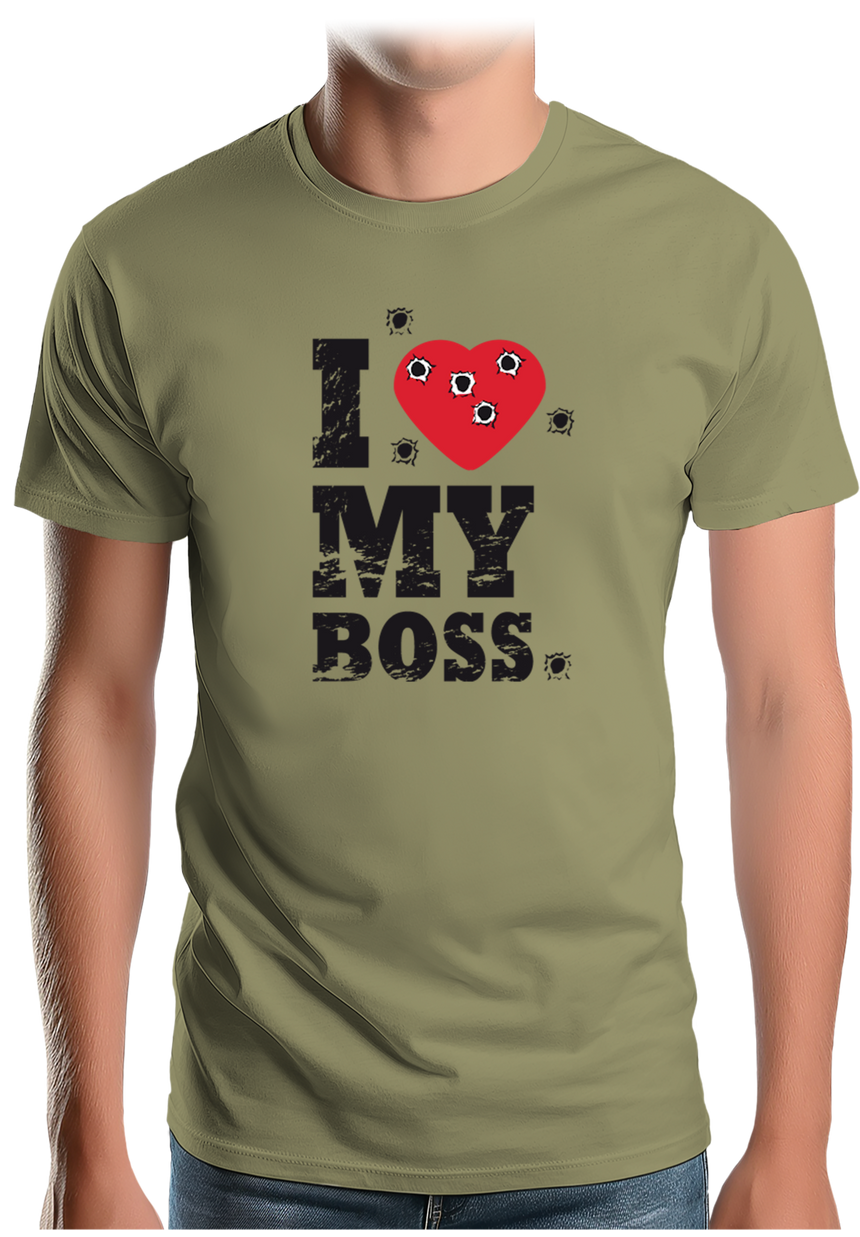 T-Shirt Homme I Love My Boss cible de tire