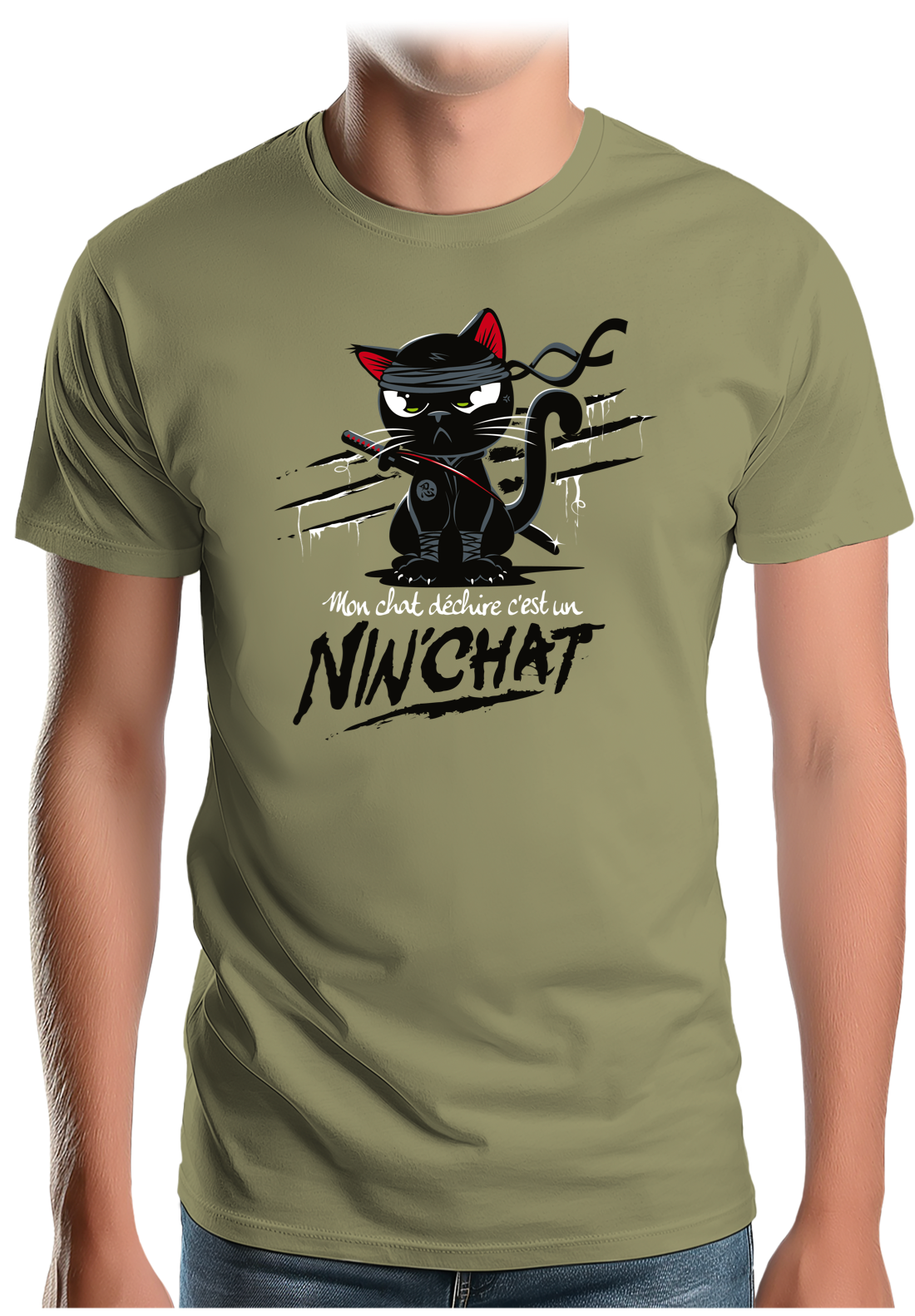 T-Shirt Homme Mon chat déchire tout c'est un Ninja