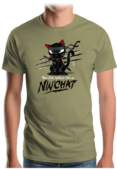 T-Shirt Homme Mon chat déchire tout c'est un Ninja