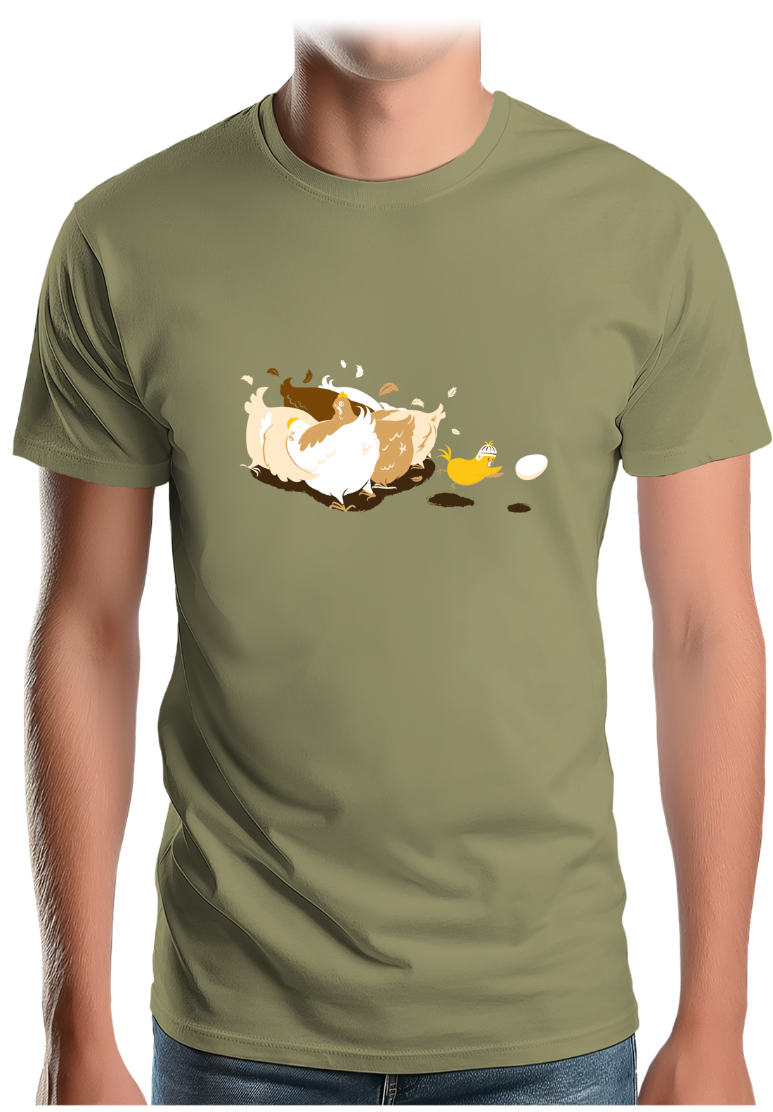 T-Shirt Homme Poule et poussin qui jouent au rugby