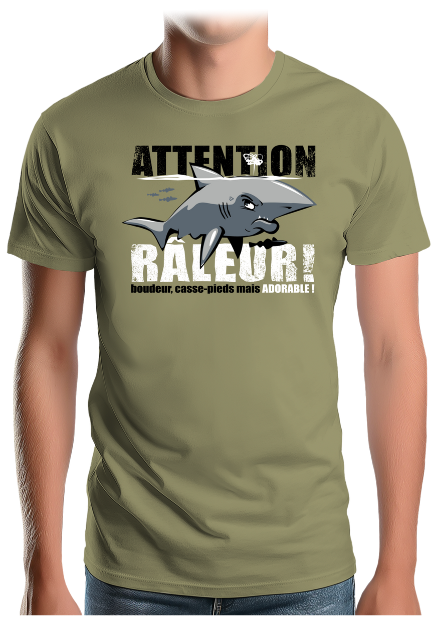 T-Shirt Homme Attention requin râleur