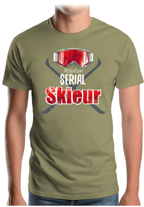 T-Shirt Homme Attention serial skieur