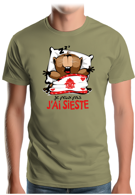 T-Shirt Homme Je peux pas j'ai sieste marmotte
