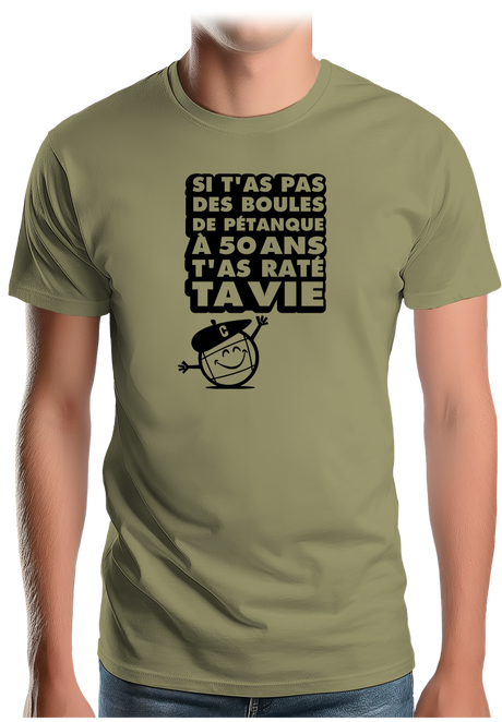 T-Shirt Homme Les boules de pétanque à 50 ans