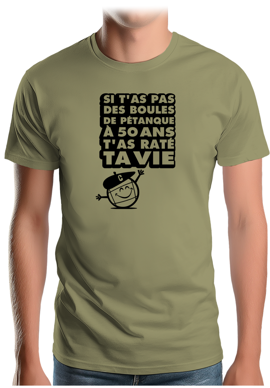 T-Shirt Homme Les boules de pétanque à 50 ans