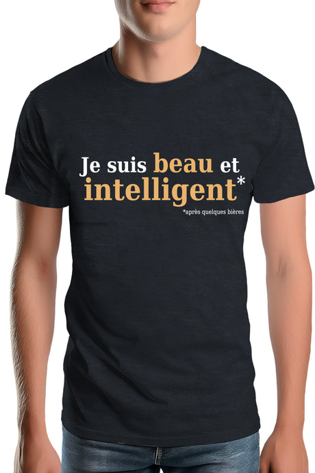 Tee-Shirt Homme Beau et intelligent Or