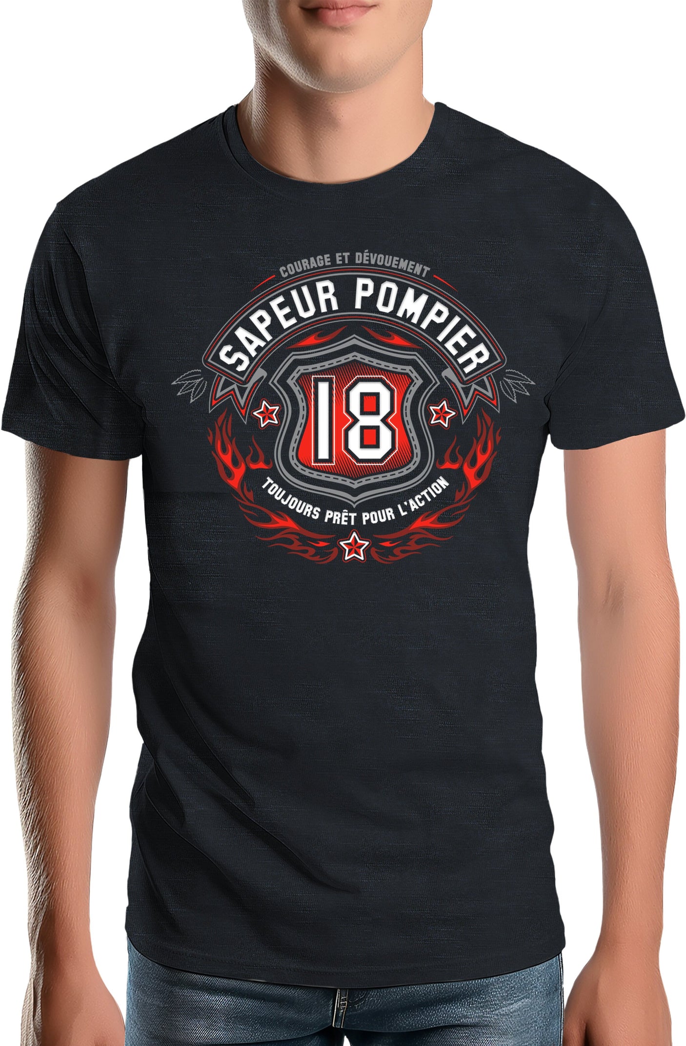 Tee-Shirt Homme Les sapeur pompier, le 18